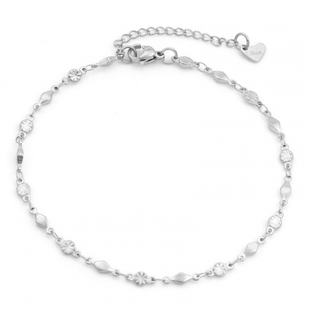Bild von Großhandel Raute 304 Edelstahl Schmuckkette Kette Fußketten, Silberfarbe Umweltfreundlich, Unisex Geometrisch Minimalistisch Geschenk Schmuckbedarf, 24cm - 22cm lang, Kettengröße: 3.5mm, 1 Strang