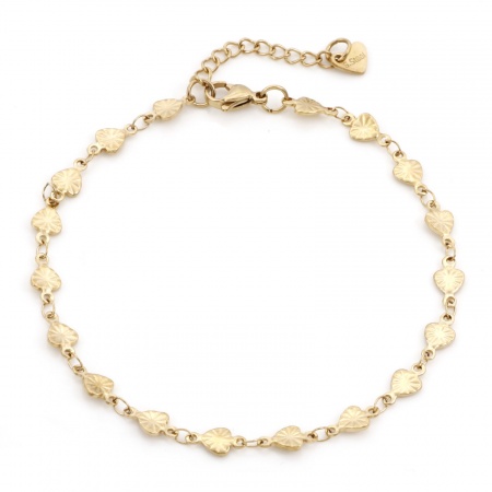 Bild von Großhandel Herz 304 Edelstahl Schmuckkette Kette Fußketten, 18K Vergoldet Umweltfreundliche PVD, Frauen Valentinstag Geschenk Schmuckbedarf, 24cm - 22cm lang, Kettengröße: 5mm, 1 Strang