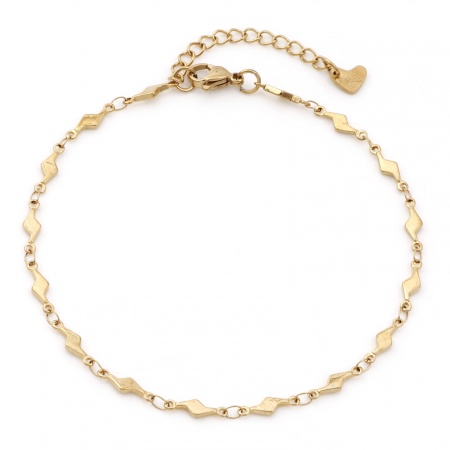 Picture of Wholesale Lightning 304 Stainless Steel Link Chain Anklet, 18K Gold Plated Eco-friendly PVD, Women's Weather Collection Gift Jewelry Supply, 24cm - 22cm long, Chain Size: 3.5mm, 1 Piece