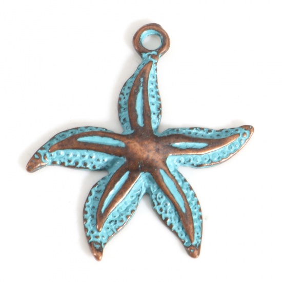 Picture of 10 PCs Zinc Based Alloy Patina Charms Antique Copper Star Fish Marine Animal 25mm x 22mm