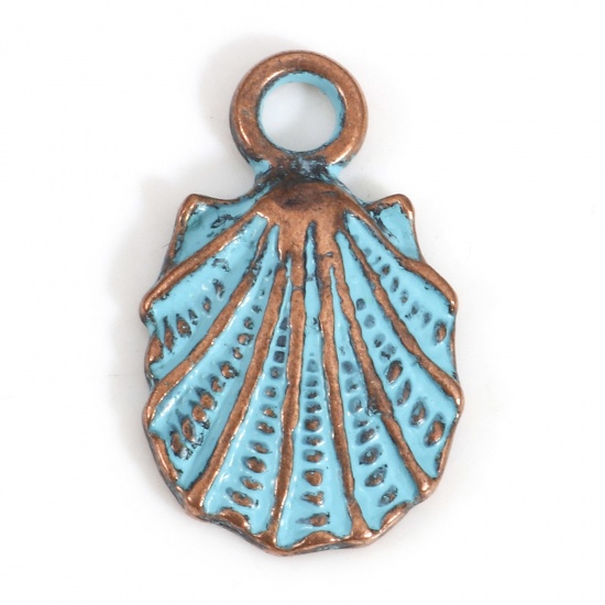 Picture of 10 PCs Zinc Based Alloy Patina Charms Antique Copper Shell Marine Animal 18mm x 11mm