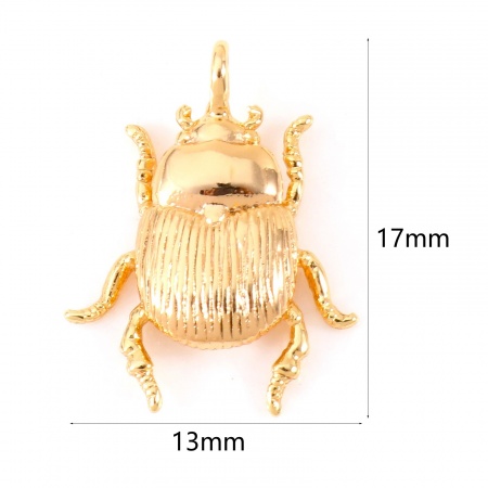 Picture of Brass Charms Real Gold Plated Insect Animal Beetle 17mm x 13mm