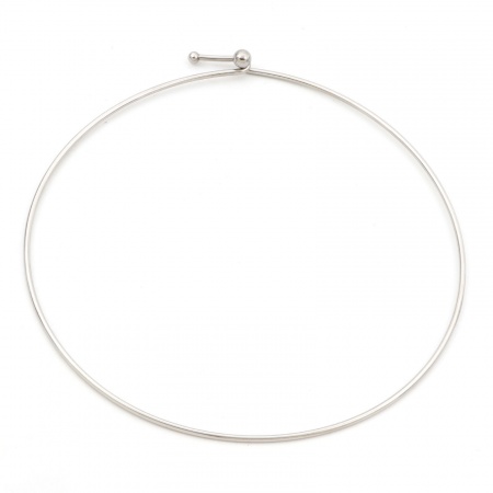 Picture of Wholesale Collar Neck Ring Necklace, Silver Tone 304 Stainless Steel Unisex Eco-friendly Simple Stylish Gift Jewelry For Retailer, 43cm(16.9") long, 1 Piece
