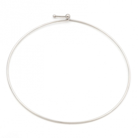 Picture of Eco-friendly 304 Stainless Steel Collar Neck Ring Necklace Silver Tone 43cm(16 7/8") long, 1 Piece