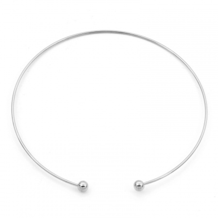 Picture of Wholesale Open Collar Neck Ring Necklace, Silver Tone 304 Stainless Steel Unisex Eco-friendly Simple Stylish Gift Jewelry For Retailer, 42cm(16.5") long, 1 Piece