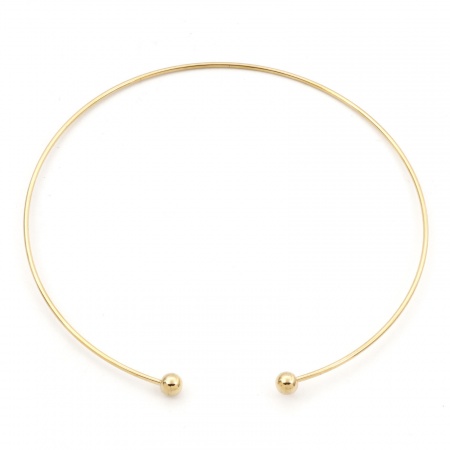 Picture of Wholesale Open Collar Neck Ring Necklace, 18K Gold Plated 304 Stainless Steel Unisex Vacuum Plating Simple Stylish Gift Jewelry For Retailer, 42cm(16.5") long, 1 Piece