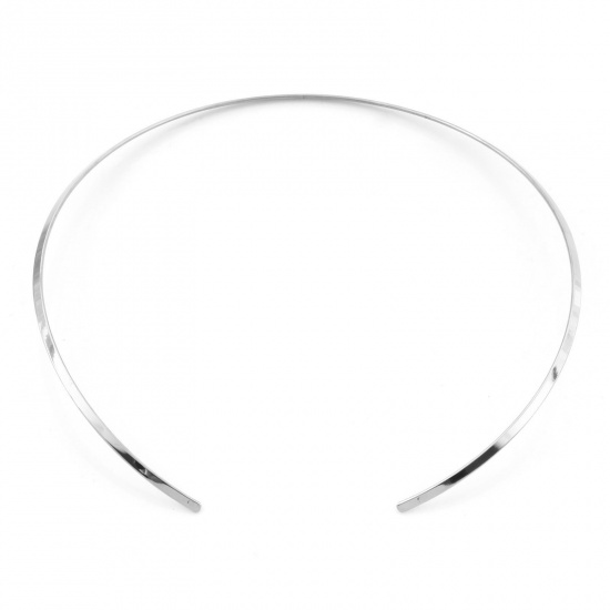 Picture of Eco-friendly 304 Stainless Steel Collar Neck Ring Necklace Silver Tone 41cm(16 1/8") long, 1 Piece