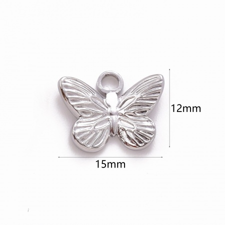 Picture of Eco-friendly 304 Stainless Steel Insect Charms Multicolor Butterfly Animal 15mm x 12mm