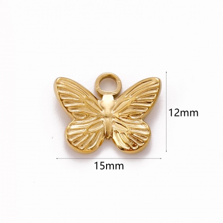Picture of Eco-friendly 304 Stainless Steel Insect Charms Multicolor Butterfly Animal 15mm x 12mm