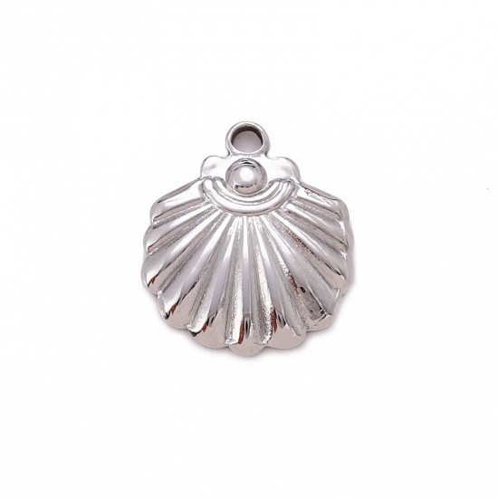 Image de Breloques en 304 Acier Inoxydable Respectueux de la Nature Coquille Argent Mat 19mm x 16mm , 1 Pièce
