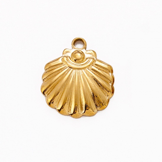 Image de Breloques en 304 Acier Inoxydable Placage Sous Vide Écologique Coquille Plaqué Or 18K 19mm x 16mm , 1 Pièce