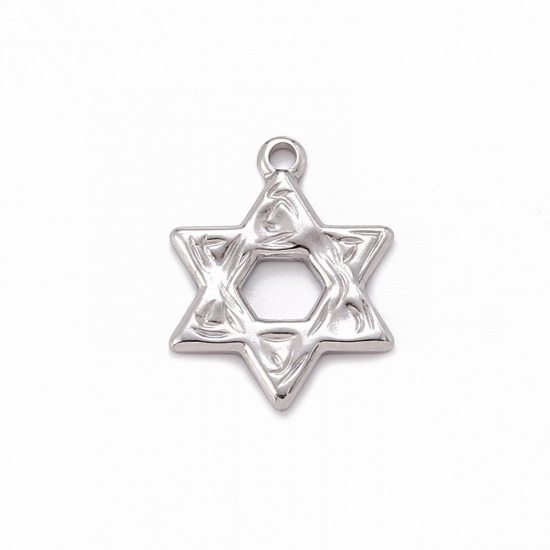 Immagine di 1 Pz Ecologico 304 Acciaio Inossidabile Religione Ciondoli Tono Argento Stella a Sei Punte Filigrana 17mm x 13mm
