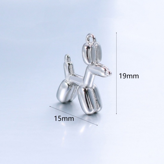 Picture of Eco-friendly 304 Stainless Steel Charms Silver Tone Dog Animal Balloon 19mm x 15mm, 1 Piece