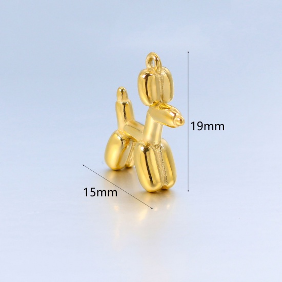 Picture of Eco-friendly Vacuum Plating 304 Stainless Steel Charms 18K Gold Plated Dog Animal Balloon 19mm x 15mm, 1 Piece