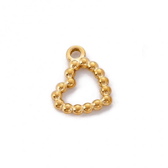 Bild von Umweltfreundliche Vakuumbeschichtung 304 Edelstahl Charms Herz 18K Gold plattiert 14mm x 13mm, 3 Stück