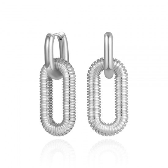 Immagine di 1 Paio Ecologico Elegante Squisito Tono Argento 304 Acciaio Inossidabile Orecchino Per Donne Regalo 33mm x 13.5mm