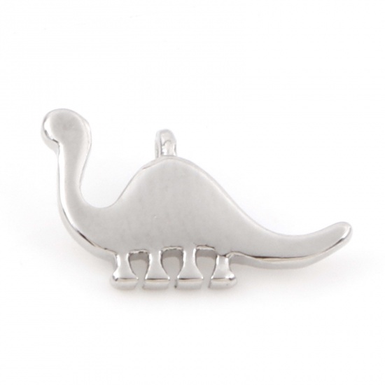 Immagine di Ottone Charms Dinosauro Vero Platino Placcato 13mm x 8mm, 5 Pz