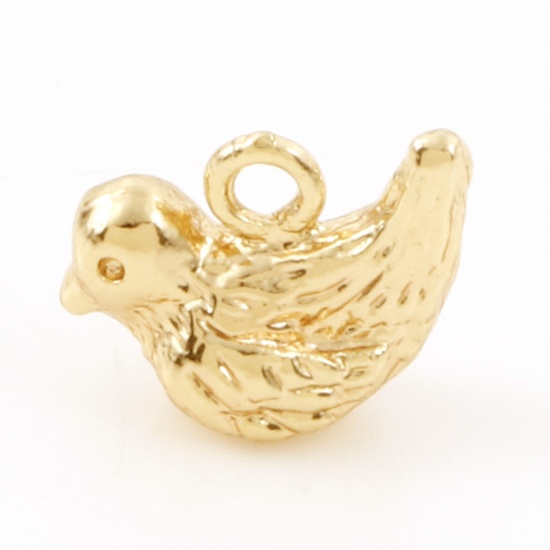 Picture of Brass Charms 18K Real Gold Plated Mandarin Duck 3D 10mm x 8mm, 2 PCs