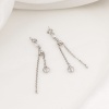 Picture of Brass Slider/Slide Extender Chain Heart Real Platinum Plated Clear Cubic Zirconia 7cm(2 6/8") long, 1 Set