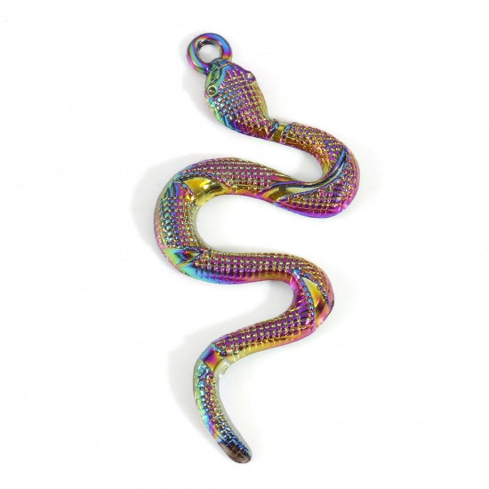 Image de Pendentifs en Alliage de Zinc Serpent Plaqué de Couleur Arc-en-ciel 5.3cm x 2.5cm, 5 Pcs