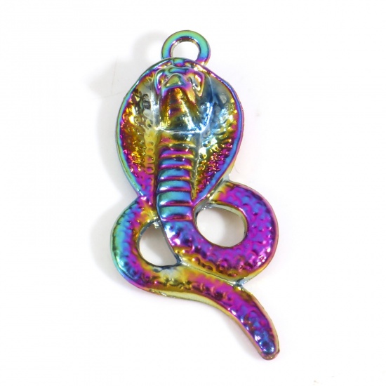 Image de Pendentifs en Alliage de Zinc Serpent Plaqué de Couleur Arc-en-ciel 4cm x 2cm, 5 Pcs