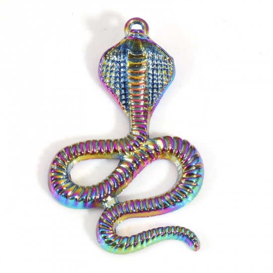 Image de Pendentifs en Alliage de Zinc Serpent Plaqué de Couleur Arc-en-ciel 4.4cm x 2.8cm, 5 Pcs