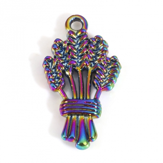 Picture of Zinc Based Alloy Charms Rainbow Color Plated Ear Of Wheat 24mm x 13mm, 5 PCs