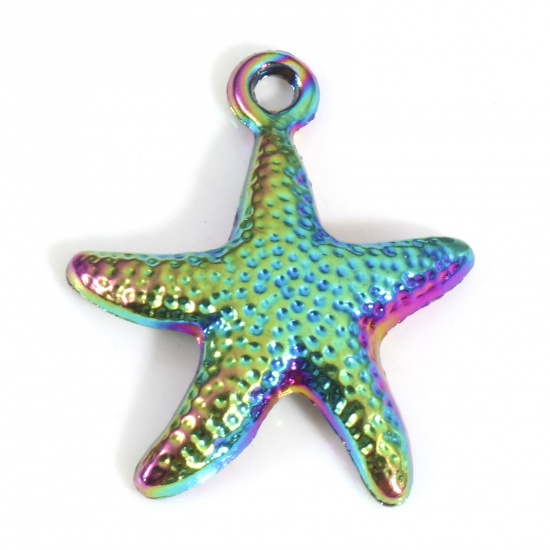 Immagine di Lega di Zinco Gioielli Oceanici Charms Stella di Mare Colore Arcobaleno Placcato 23mm x 19mm , 5 Pz