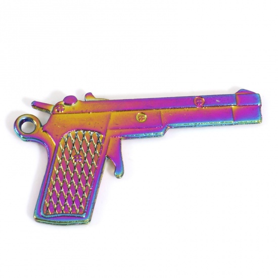 Picture of Zinc Based Alloy Pendants Rainbow Color Plated Gun 4.1cm x 2.3cm, 5 PCs