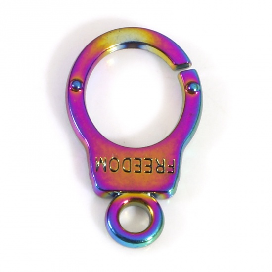 Picture of Zinc Based Alloy Charms Rainbow Color Plated Handcuffs 17mm x 10mm, 5 PCs