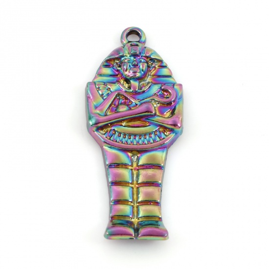 Picture of Zinc Based Alloy Religious Pendants Rainbow Color Plated Pharaoh Avatar 4.5cm x 1.8cm, 5 PCs