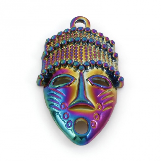 Picture of Zinc Based Alloy Pendants Rainbow Color Plated Mask 3.3cm x 2cm, 5 PCs