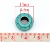 Image de Perles à Gros Trou de Style Européen ( Synthétique ) en Turquoise Vert Rond Motifs Fissurés 14mm Dia., Trou: Environ 5.6mm, 30 Pcs