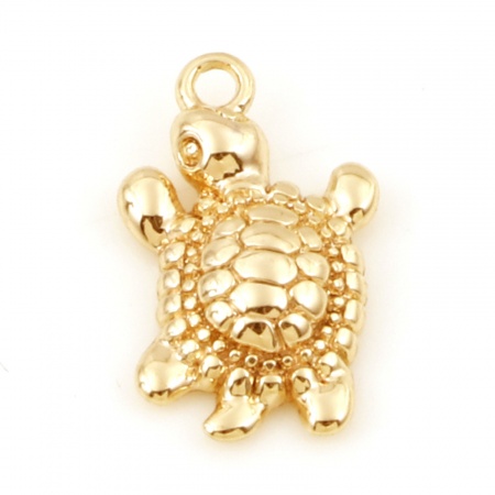 Messing Ozean Schmuck Charms 18K Echtgold plattiert Schildkroete 14mm x 8mm, 5 Stück
