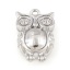 Immagine di Ottone Charms Gufo Vero Platino Placcato 3D 16.5mm x 10mm, 2 Pz