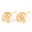 Image de Boucles d'Oreilles Puces en Laiton Plaqué Or Véritable 18K œil avec Boucle 9.5mm x 8mm, Epaisseur de Fil: (20 gauge), 4 Pcs