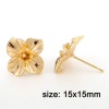 Bild von Messing Ohrring Ohrstecker 18K Echtgold plattiert Blumen Message " Mit Öse " 15mm x 15mm, Drahtstärke: (21 gauge), 2 Stück