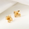 Bild von Messing Ohrring Ohrstecker 18K Echtgold plattiert Blumen Message " Mit Öse " 15mm x 15mm, Drahtstärke: (21 gauge), 2 Stück