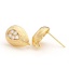 Immagine di Ottone Orecchini a Perno 18K Vero Oro Placcato Goccia Con Loop Trasparente Cubic Zirconiae 14mm x 11mm, Dimensione di Posta / Cavo: (21 misura), 2 Pz