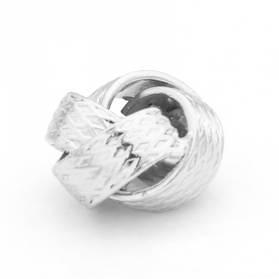 Picture of Brass Beads For DIY Jewelry Making Real Platinum Plated Ball Of Yarn Hollow About 9mm x 9mm, Hole: Approx 2mm, 2 PCs