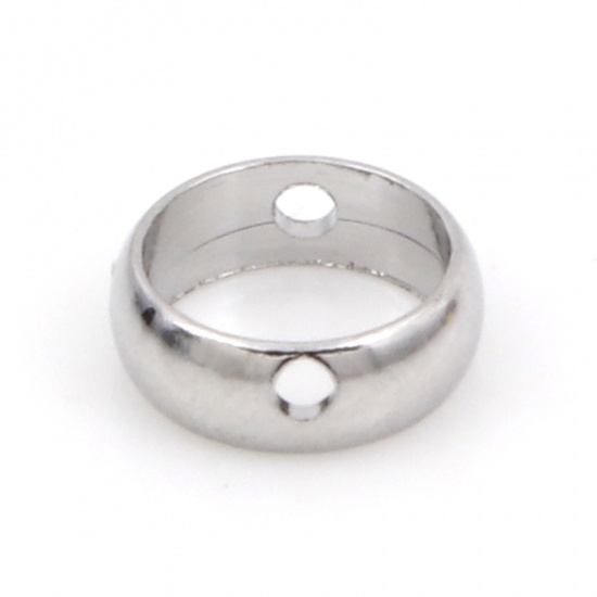 Bild von Messing Perlen Rahmen Rund Echt Platin plattiert (Passt 6mm Perle) 8mm Durchmesser, 10 Stück