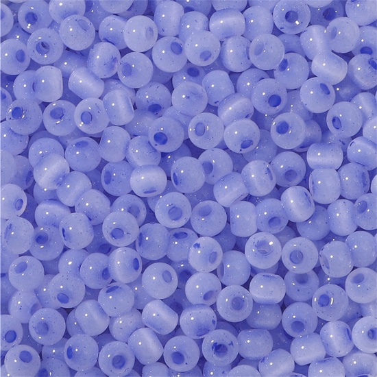 Immagine di Vetro Seme Perline Round Rocailles Blu Marino Imitazione di occhio di gatto Per 4mm Dia., Foro:Circa 1mm, 10 Grammi