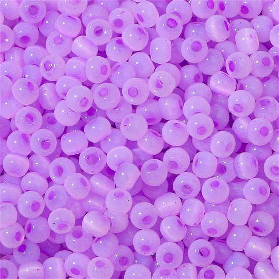 Picture of Glass Seed Beads Round Rocailles Purple Cat's Eye Imitation About 4mm Dia., Hole: Approx 1mm, 10 Grams