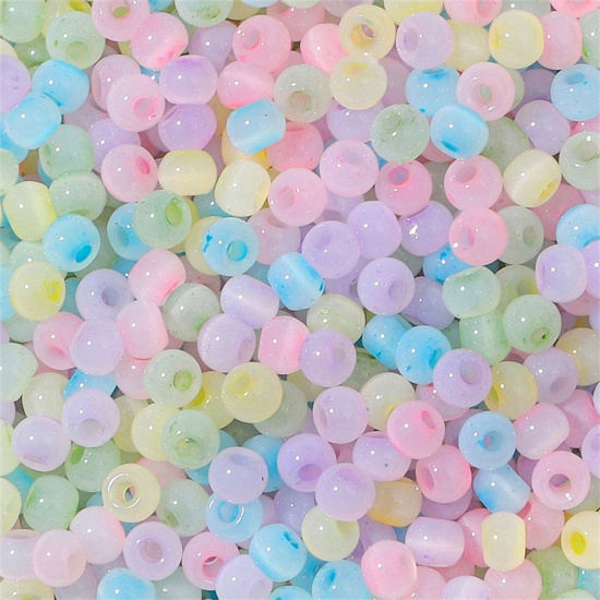 Immagine di Vetro Seme Perline Round Rocailles Multicolore Imitazione di occhio di gatto Per 4mm Dia., Foro:Circa 1mm, 10 Grammi