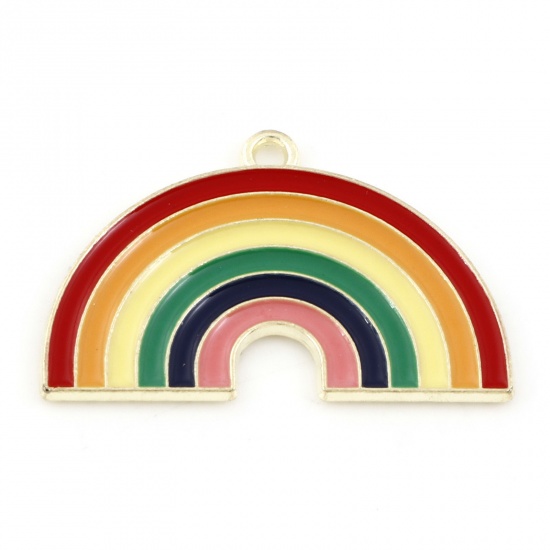 Picture of Zinc Based Alloy Weather Collection Charms Gold Plated Multicolor Rainbow 3.2cm x 2cm, 10 PCs