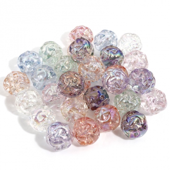 Picture of Acrylic Beads For DIY Charm Jewelry Making At Random Mixed Color AB Rainbow Color Ball Of Yarn About 19mm x 18mm, Hole: Approx 2.6mm, 10 PCs