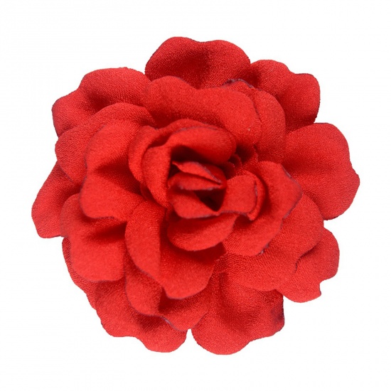 Imagen de Tejido Decoración de la Flor Artificial Rojo 8cm Dia., 5 Unidades