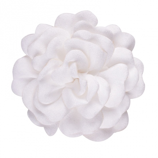Imagen de Tejido Decoración de la Flor Artificial Blanco 8cm Dia., 5 Unidades