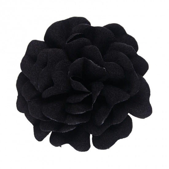 Imagen de Tejido Decoración de la Flor Artificial Negro 8cm Dia., 5 Unidades