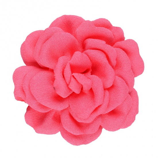 Imagen de Tejido Decoración de la Flor Artificial Rojo Sandía 8cm Dia., 5 Unidades